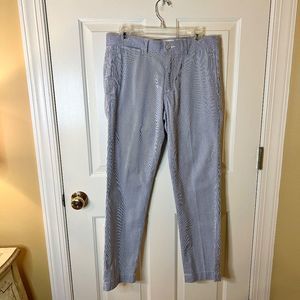NWOT Men's Polo Ralph Lauren Slim Fit Blue White Stripe Seersucker Pant 32 x 30